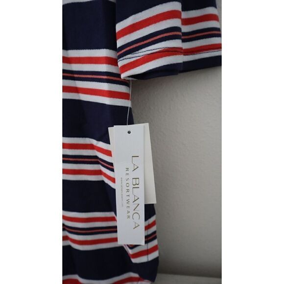 La Blanca LB3ZC55 Women Sz S Blue Sailor Stripe Lace-Up Swim Cover-Up Tunic $103 - Picture 5 of 16